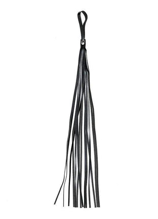 Flogger Leather 60 cm with black leather fringe tails, a narrow handle, and wrist loop.