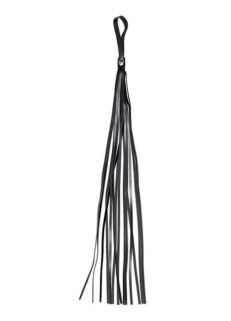 Flogger Leather 60 cm with black leather fringe tails, a narrow handle, and wrist loop.