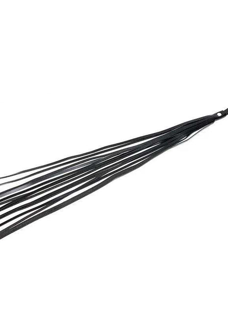 Flogger Leather 60 cm in black leather with long, narrow tails and a loop handle