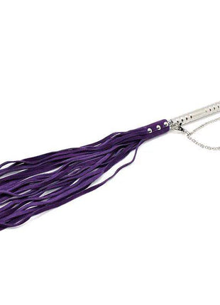 Purple 52 cm faux leather flogger for BDSM impact play
