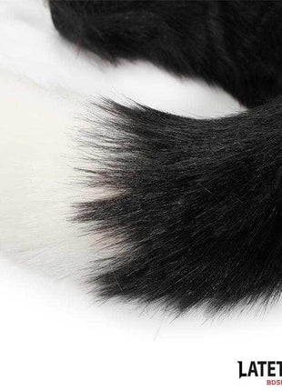 Fox Tail Anal Plug with 40 cm Black and White Tail