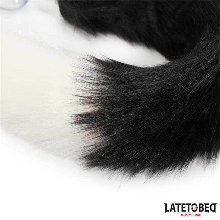 Fox Tail Anal Plug with 40 cm Black and White Tail