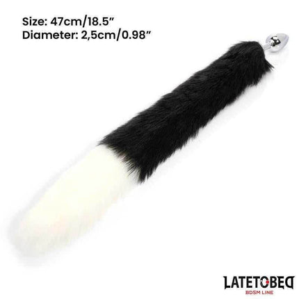 Fox Tail Anal Plug with 40 cm Black and White Tail