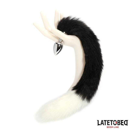 Fox Tail Anal Plug with 40 cm Black and White Tail