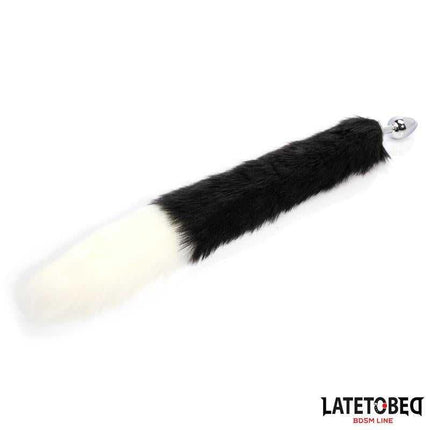 Fox Tail Anal Plug with 40 cm Black and White Tail