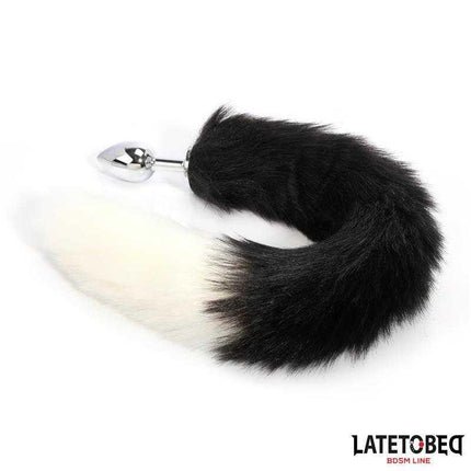 Fox Tail Anal Plug with 40 cm Black and White Tail