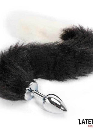 Fox Tail Anal Plug with 40 cm Black and White Tail