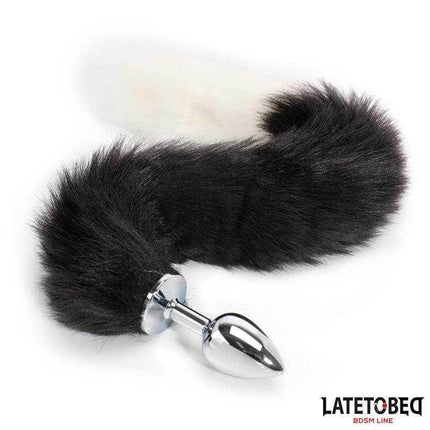 Fox Tail Anal Plug with 40 cm Black and White Tail
