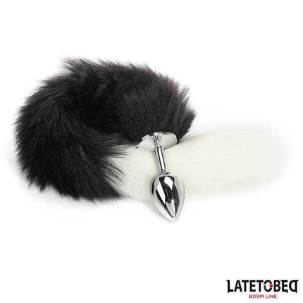 Fox Tail Anal Plug with 40 cm Black and White Tail