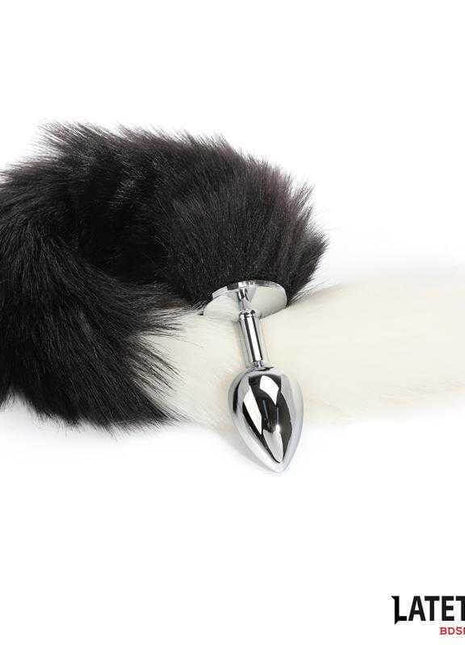Fox Tail Anal Plug with 40 cm Black and White Tail