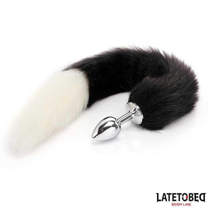 Fox Tail Anal Plug with 40 cm Black and White Tail
