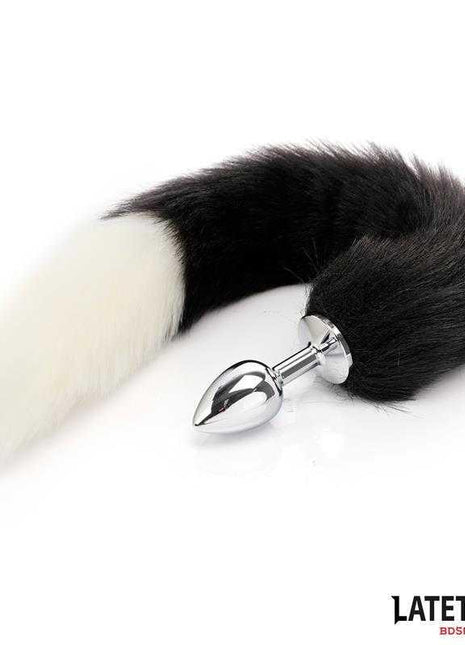 Fox Tail Anal Plug with 40 cm Black and White Tail