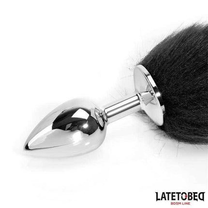 Fox Tail Anal Plug with 40 cm Black and White Tail