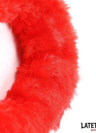 Fur Ankle Cuffs Red