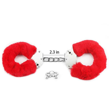 Furry Metal Handcuffs Red
