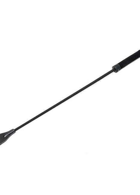 Fusta 70 cm black riding crop with a long slender shaft, textured handle and looped wrist strap