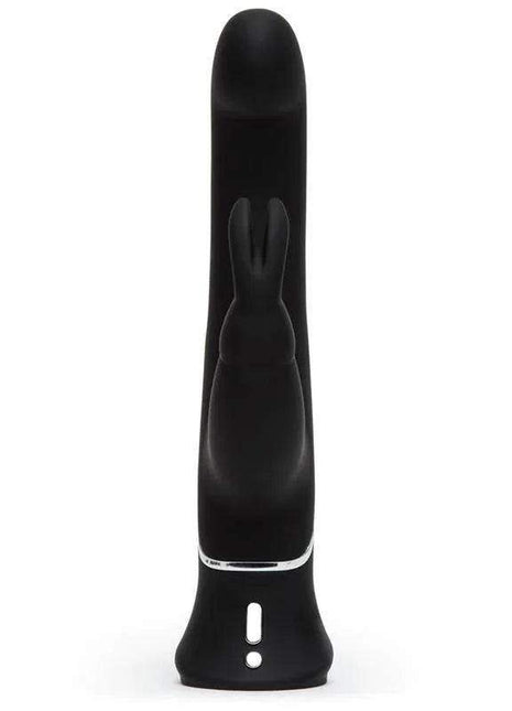 G-Spot Stroker Rabbit Vibrator in black with a smooth silicone body, rounded shaft and raised rabbit ears