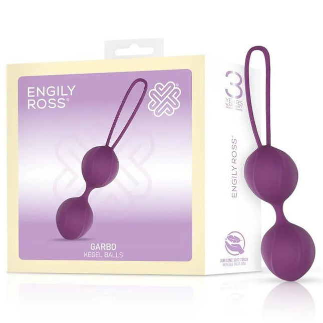 Purple silicone Garbo Double Kegel Ball for pelvic floor strengthening exercises