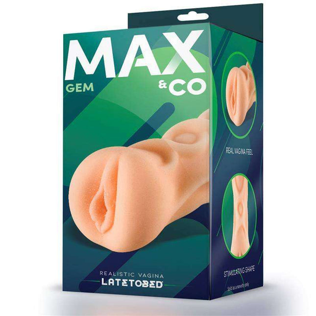 Compact Gem male masturbator with realistic vaginal opening and soft TPE material for discreet solo pleasure