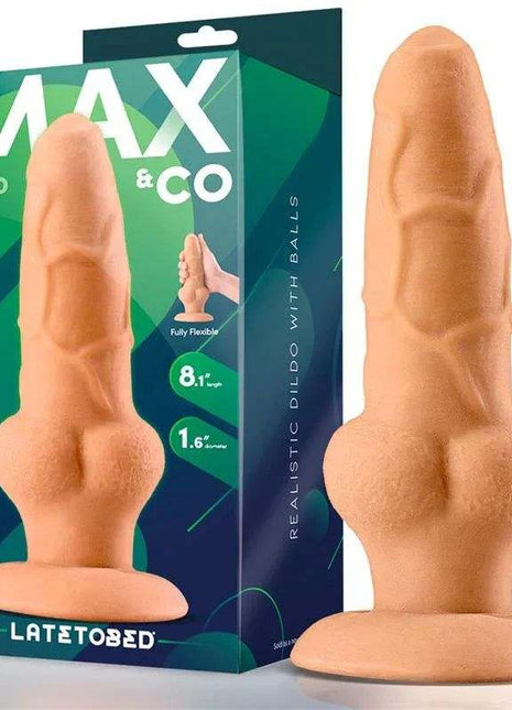 Gerd Realistic Dildo in peach-toned silicone with a lifelike veined shaft, sculpted testicles and flared base