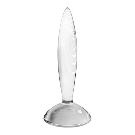 Glass Butt Plug with Sparkling Crystal for Temperature Play