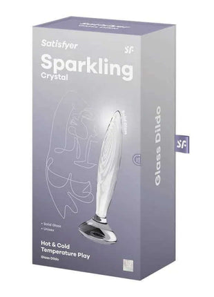 Glass Butt Plug with Sparkling Crystal for Temperature Play