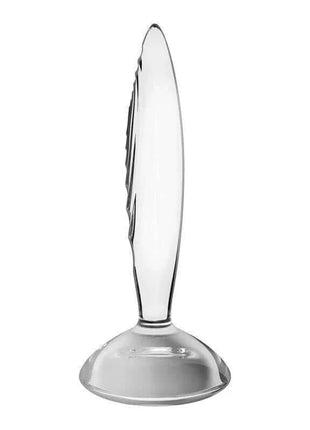 Glass Butt Plug with Sparkling Crystal for Temperature Play