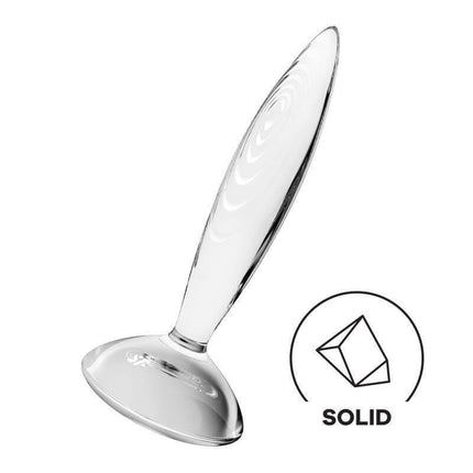 Glass Butt Plug with Sparkling Crystal for Temperature Play
