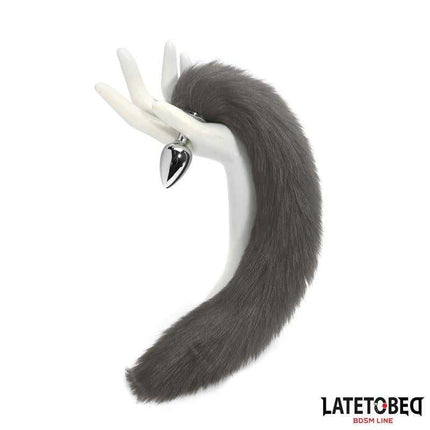Gray 40 cm Anal Plug with Silky Tail