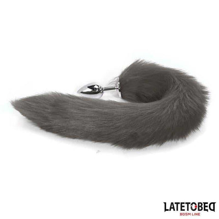 Gray 40 cm Anal Plug with Silky Tail