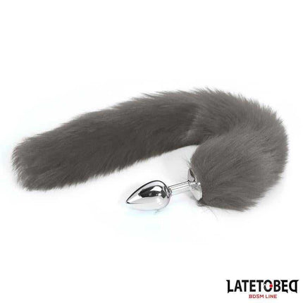Gray 40 cm Anal Plug with Silky Tail