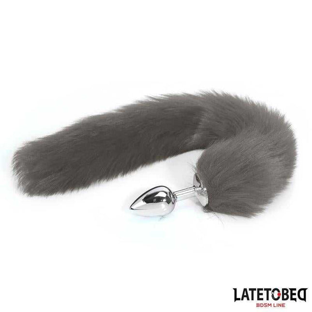 Gray 40 cm Anal Plug with Silky Tail