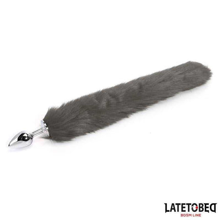 Gray 40 cm Anal Plug with Silky Tail