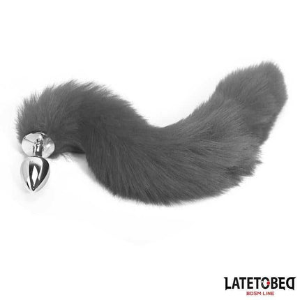 Gray 40 cm Anal Plug with Silky Tail