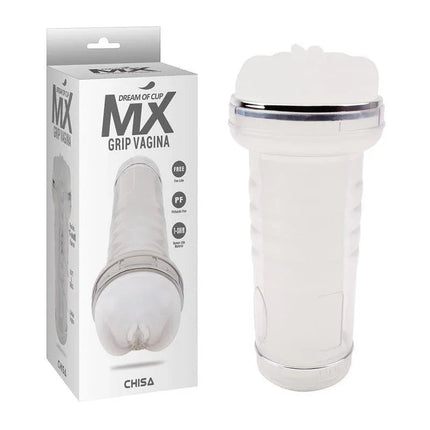 Grip Vagina lifelike masturbator with realistic texture and compact design, featured with packaging.