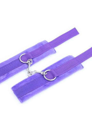 Purple handcuffs with adjustable Velcro straps for comfortable, durable, and stylish wear