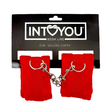 Handcuffs with Velcro Fur Red