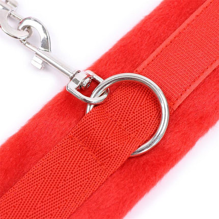 Handcuffs with Velcro Fur Red