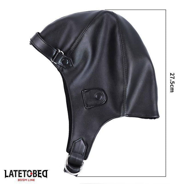 Hood Black Vegan Leather Mask by LATETOBED