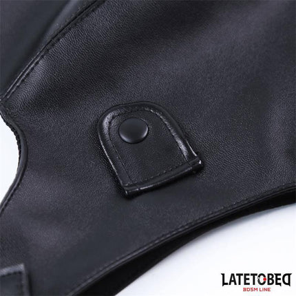 Hood Black Vegan Leather Mask by LATETOBED