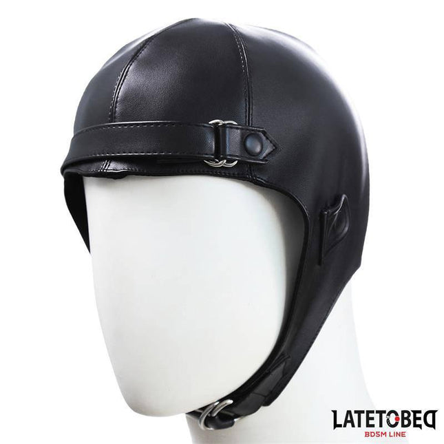 Hood Black Vegan Leather Mask by LATETOBED