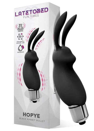 Hopye black silicone rabbit vibrating bullet dual stimulation toy