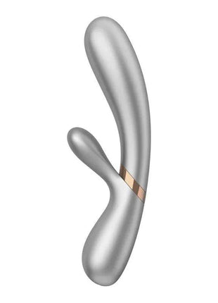 Silver Heat Effect Vibe device with ergonomic design and app control for personalized relaxation