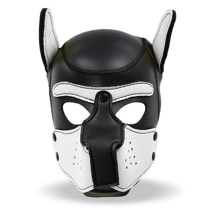 Hound Neoprene Dog Hood with Removable Muzzle White/Black One Size