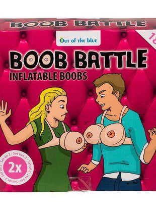 Inflatable Boobs Game 2x, pink cardboard box featuring cartoon players and bold Boob Battle lettering