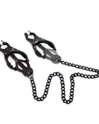 Black Japanese nipple clamps with connecting chain
