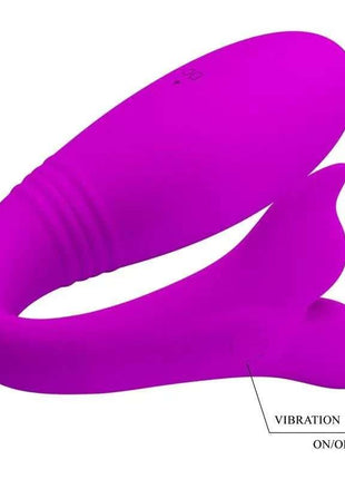 Jayleen Stimulator with APP Control in bright magenta silicone with a curved dual-arm design and vibration button