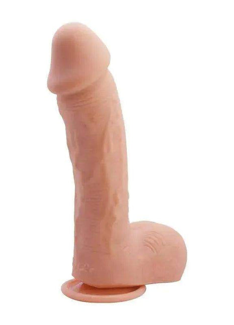 Johnson Relistic Dildo in a realistic flesh tone with a textured shaft and flared suction cup base