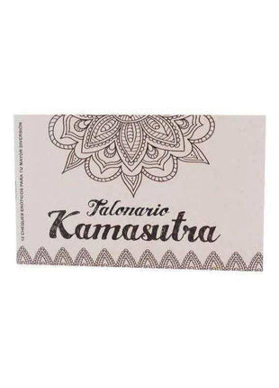 Kamasutra Checkbook with a pale pink cover, ornate black mandala patterns, and decorative script lettering