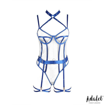 Killye Mesh Teddy with Strasps and Leg Rings Blue